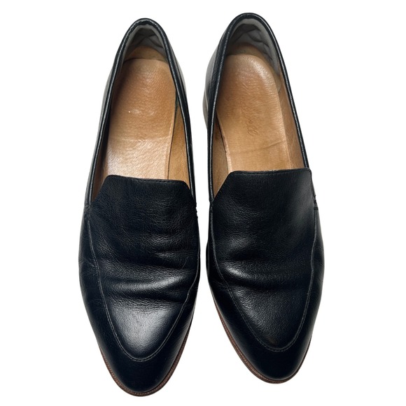 Madewell Black Leather Pointed Toe Loafers Size 9 Minimalist Classic - Picture 1 of 12